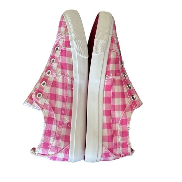 Corkys NEW Babalu Pink & White Gingham Print Slip On Sneakers Size 8 - Picture 6 of 9